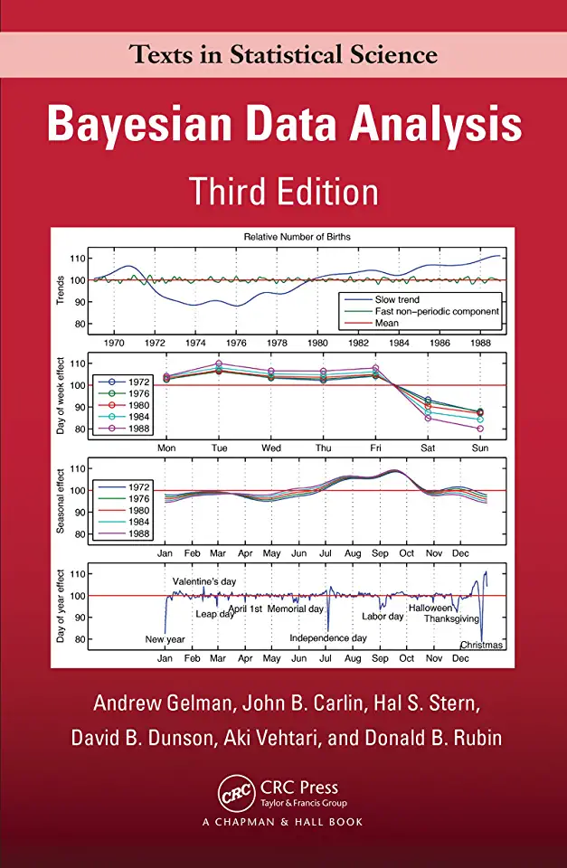Capa do Livro Bayesian Data Analysis - Andrew Gelman, John B. Carlin, Hal S. Stern, David B. Dunson, Aki Vehtari, Donald B. Rubin