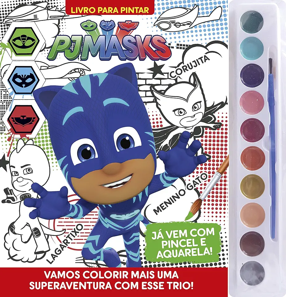 Capa do Livro Pj Masks - Livro Para Pintar Com Aquarela - On Line Editora