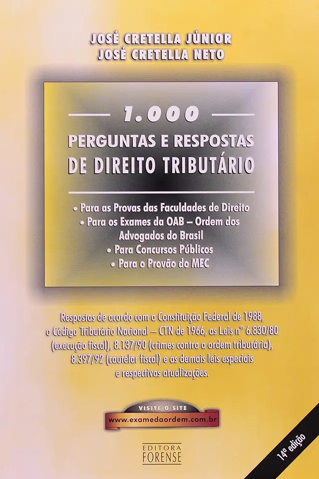 Capa do Livro 1000 Perguntas de Direito Tributário - Walter Gaspar