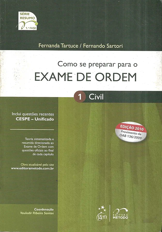 Capa do Livro Como Se Preparar para o Exame de Ordem - 1ª Fase - Civil - Fernanda Tartuce / Fernando Sartori