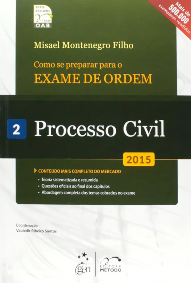 Capa do Livro Como Se Preparar para o Exame de Ordem 2 - Processo Civil - Misael Montenegro Filho