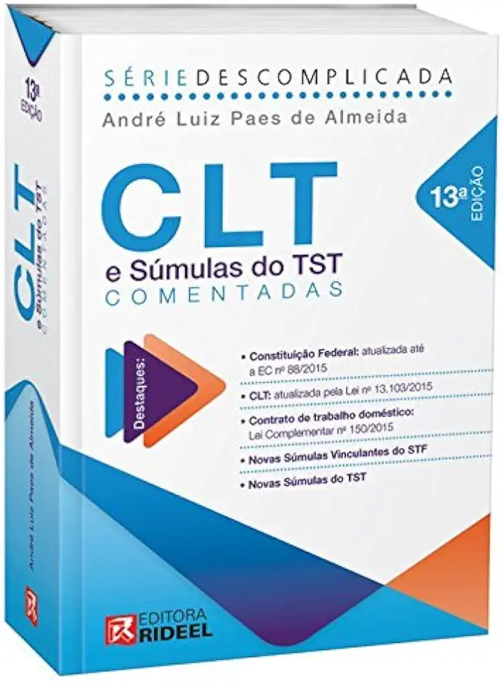 Capa do Livro Clt e Súmulas do Tst Comentadas - André Luiz Paes de Almeida