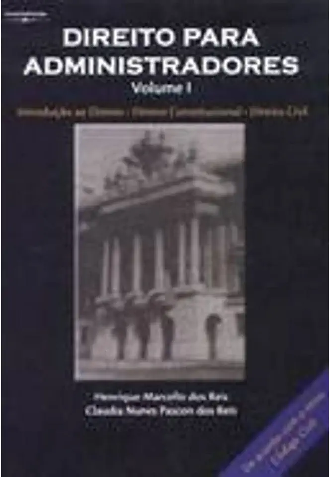 Capa do Livro Direito para Administradores - Volume 1 - Henrique Marcello dos Reis