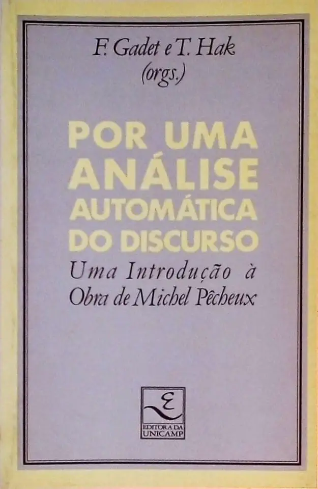 Capa do Livro Por uma Análise Automática do Discurso - F. Gadet e T. Hak