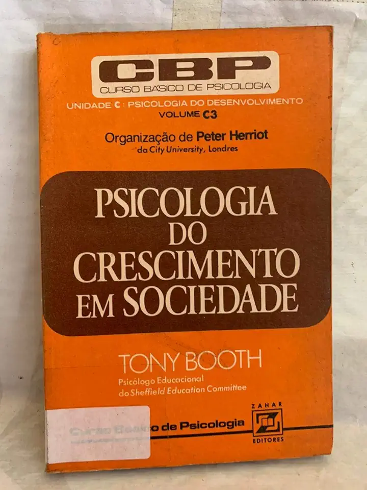 Capa do Livro Psicologia do Crescimento Em Sociedade - Tony Booth