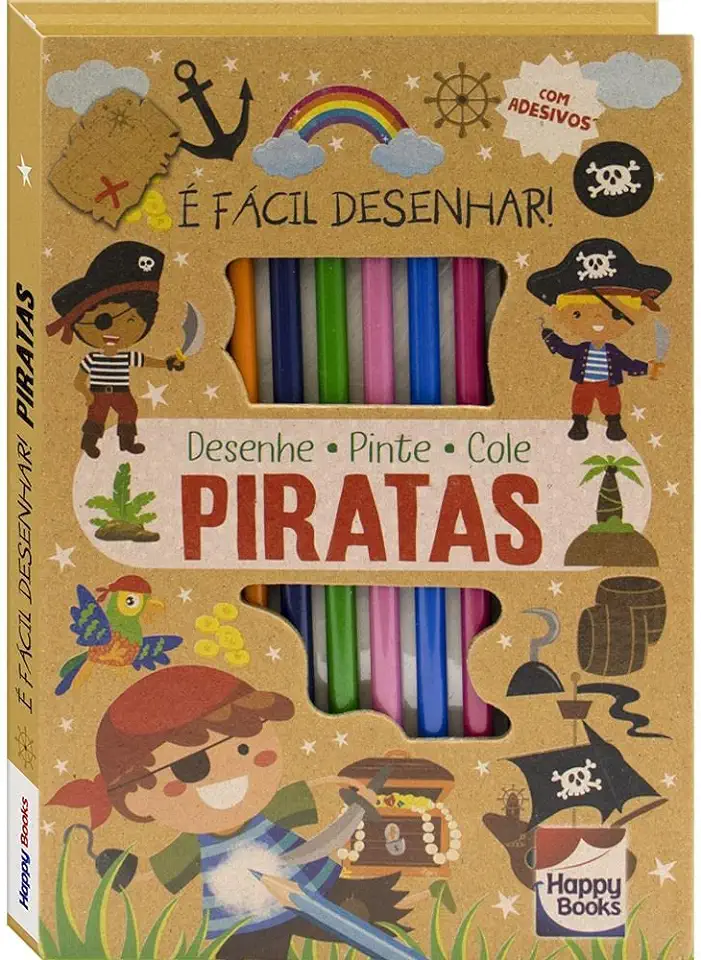 Capa do Livro É Fácil Desenhar! Piratas - Happy Bools