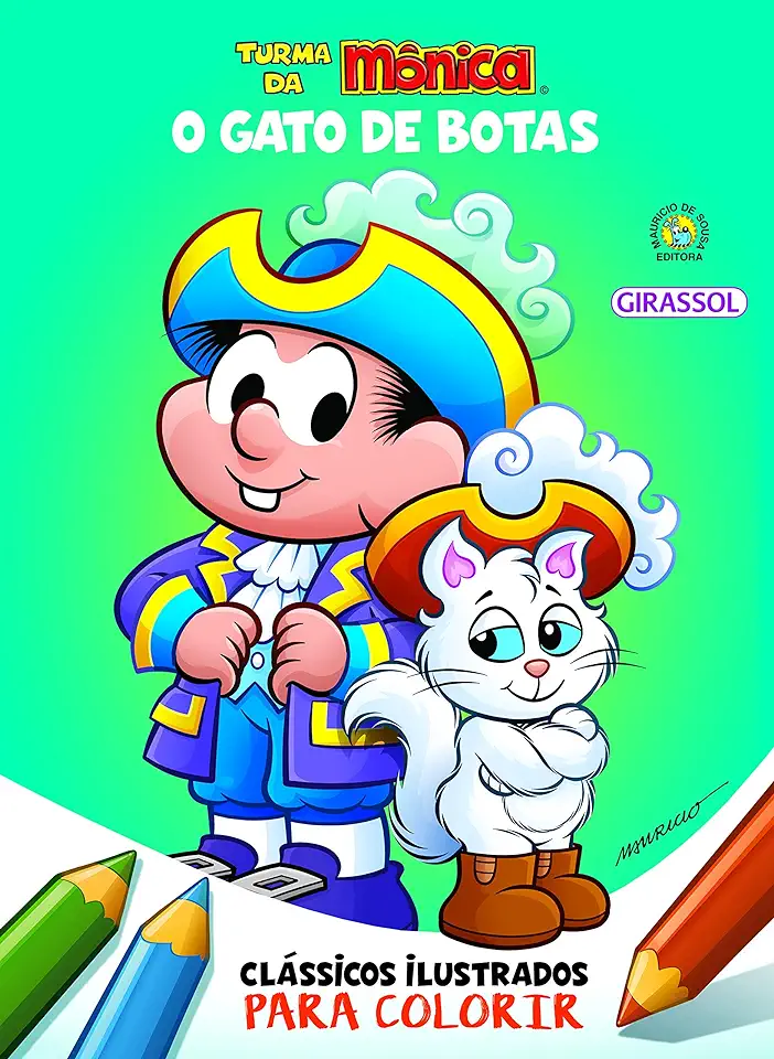 Capa do Livro Turma da Mônica Clássicos Ilustrados para Colorir - O Gato de Botas - Sousa, Mauricio