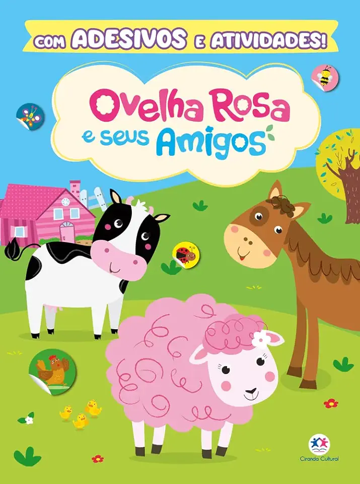 Capa do Livro Ovelha Rosa e seus Amigos - com Adesivos e Atividades! - Kátia Pecand