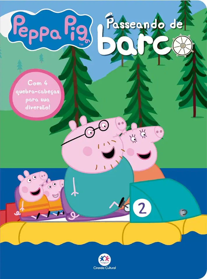 Capa do Livro Peppa Pig - Passeando de barco - Com 4 quebra-cabeças para sua diversão! - Cultural, Ciranda