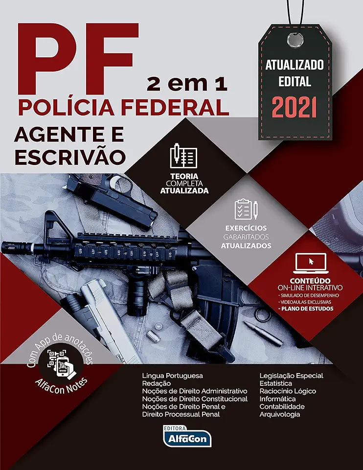 Capa do Livro Polícia Federal - Agente e Escrivão - Edital 2021 - Equipe Alfacon