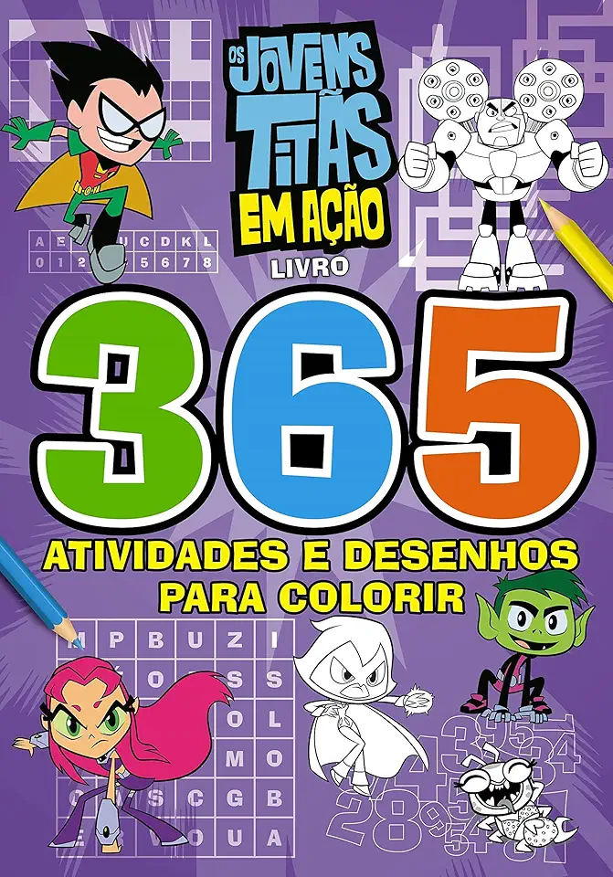 Capa do Livro Jovens Titans - 365 Ativ.e Desenhos P/ Colorir - On Line