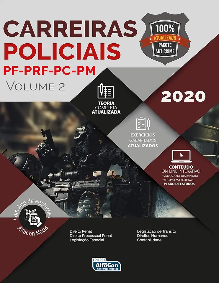 Capa do Livro Código Interativo Alfacon Carreiras Policiais 2020 - Equipe Alfacon