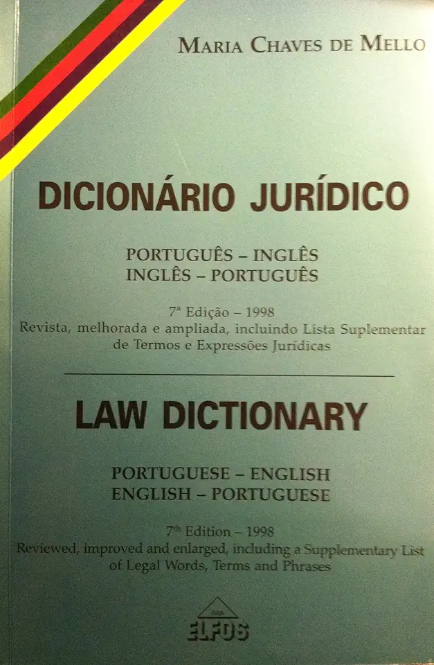 Capa do Livro Dicionário Jurídico: Portugues - Inglês - Inglês - Portugues - Maria Chaves de Mello