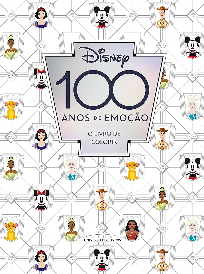 Capa do Livro Disney 100 anos de emoção – O livro de colorir - Disney, Arquivos Walt