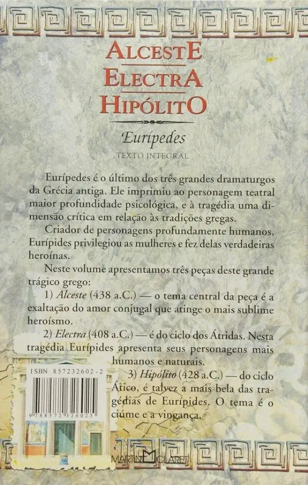 Capa do Livro Alceste Electra Hipólito - Eurípedes