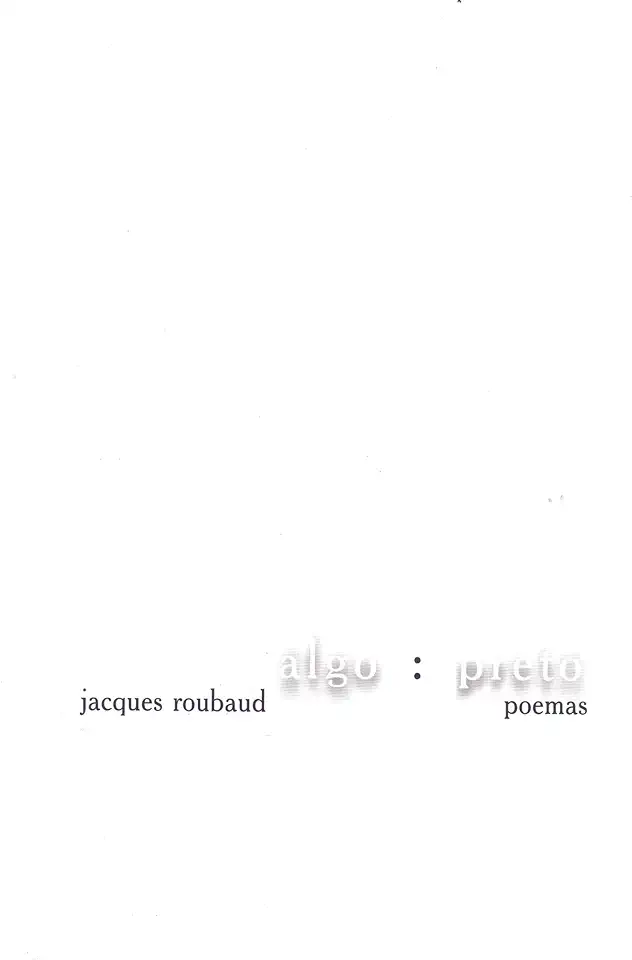 Capa do Livro Algo : Preto - Jacques Roubaud